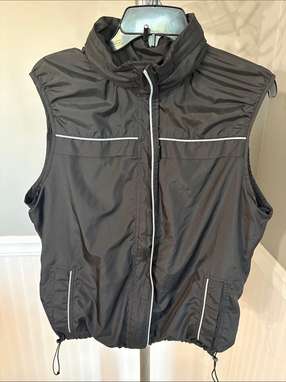 Old Navy Black Vest with Light Reflective Piping